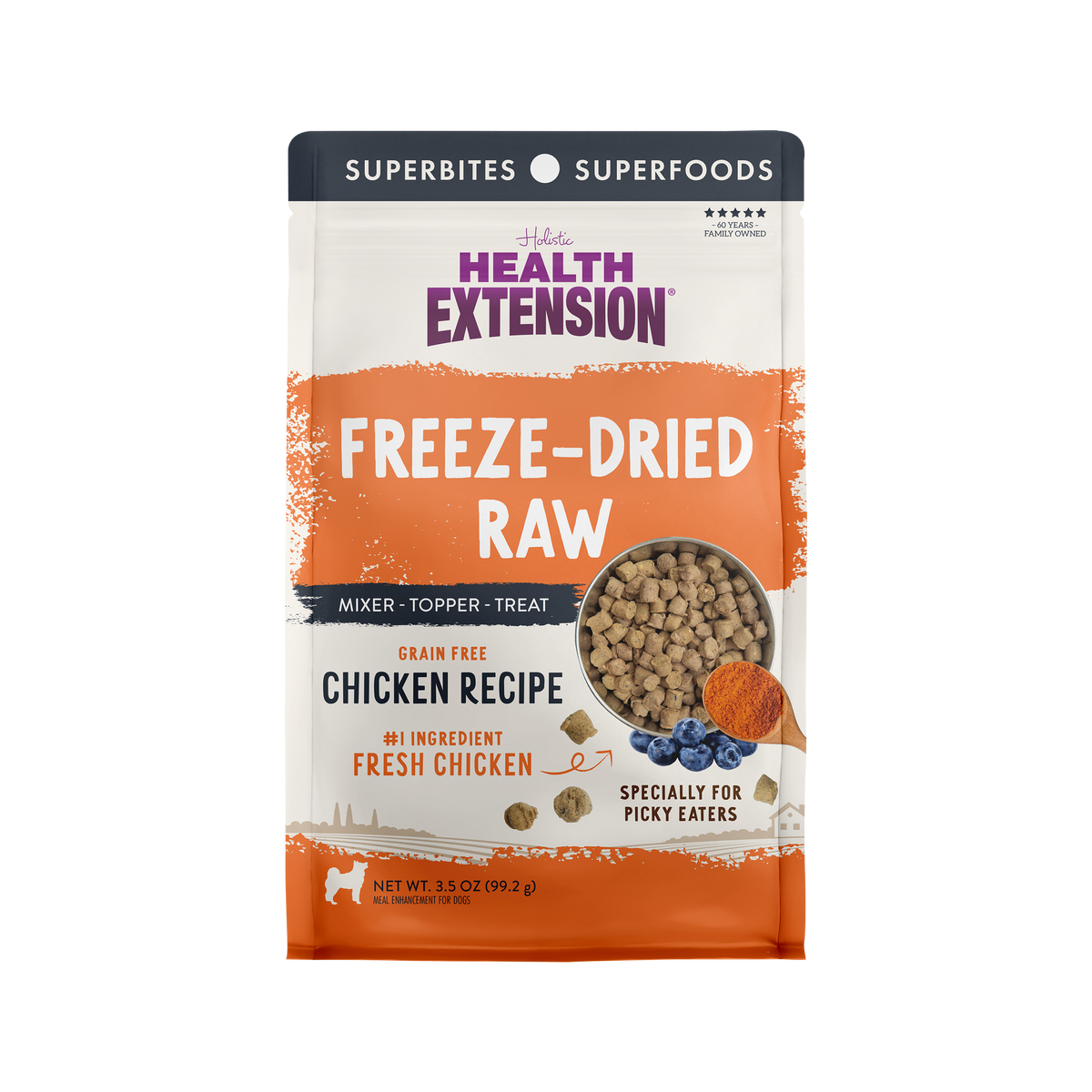 Health Extension Freeze Dried Raw Chicken Recipe meal mixer pouch