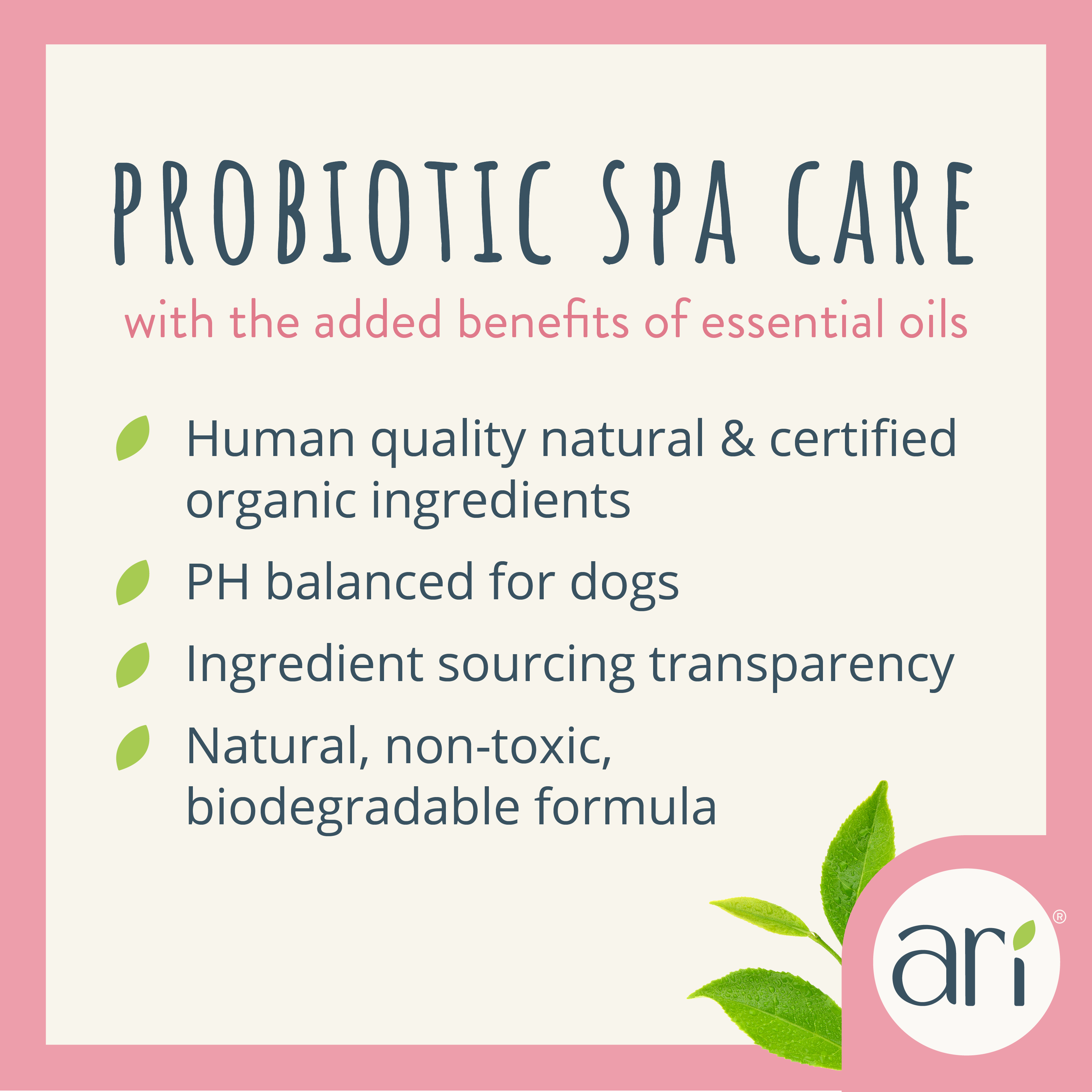 A bottle of Health Extension ARI Probiotic Flea & Tick Shampoo, with a pink and white label, uses natural ingredients to help repel and prevent fleas and ticks.
