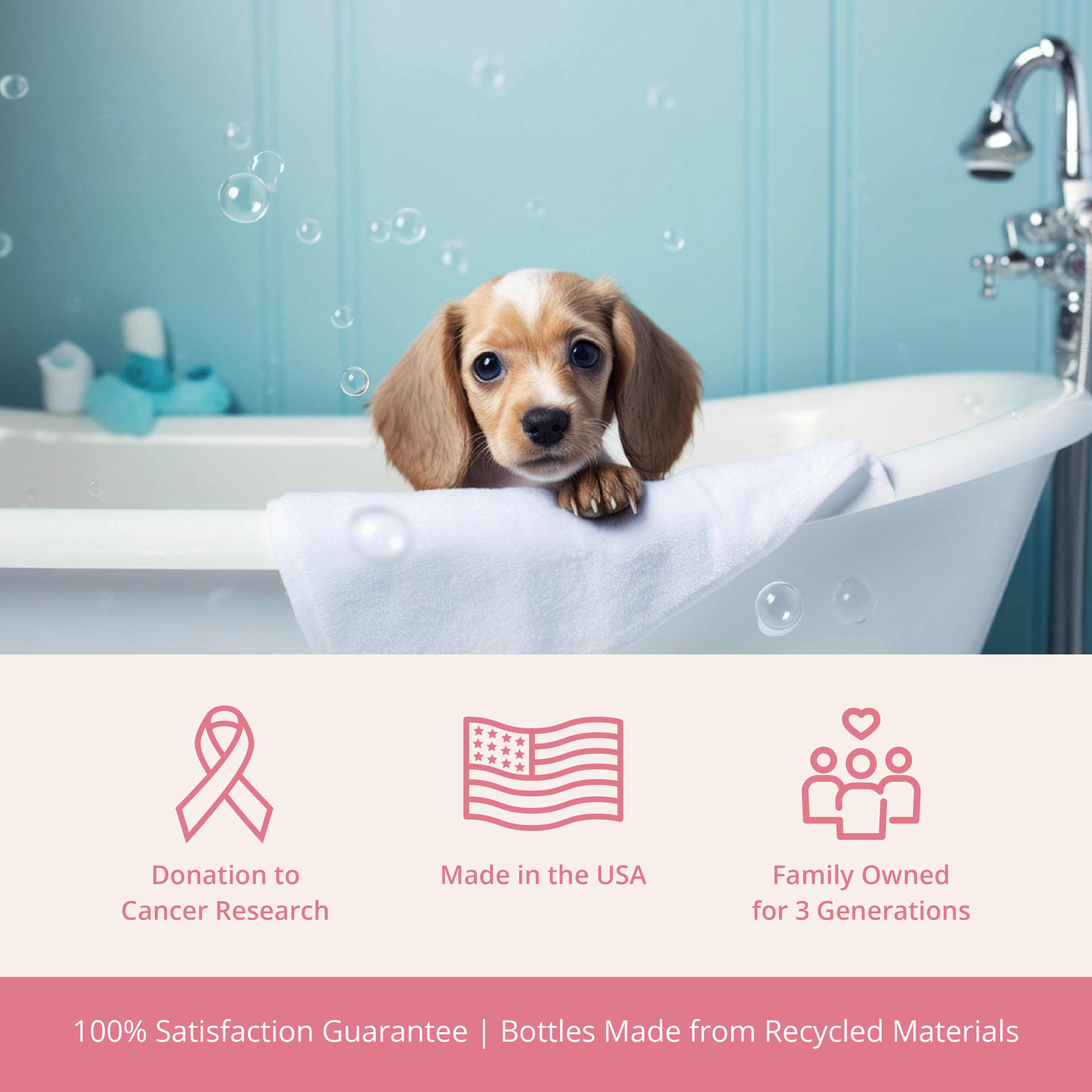 A bottle of Health Extension ARI Probiotic Flea & Tick Shampoo, with a pink and white label, uses natural ingredients to help repel and prevent fleas and ticks.