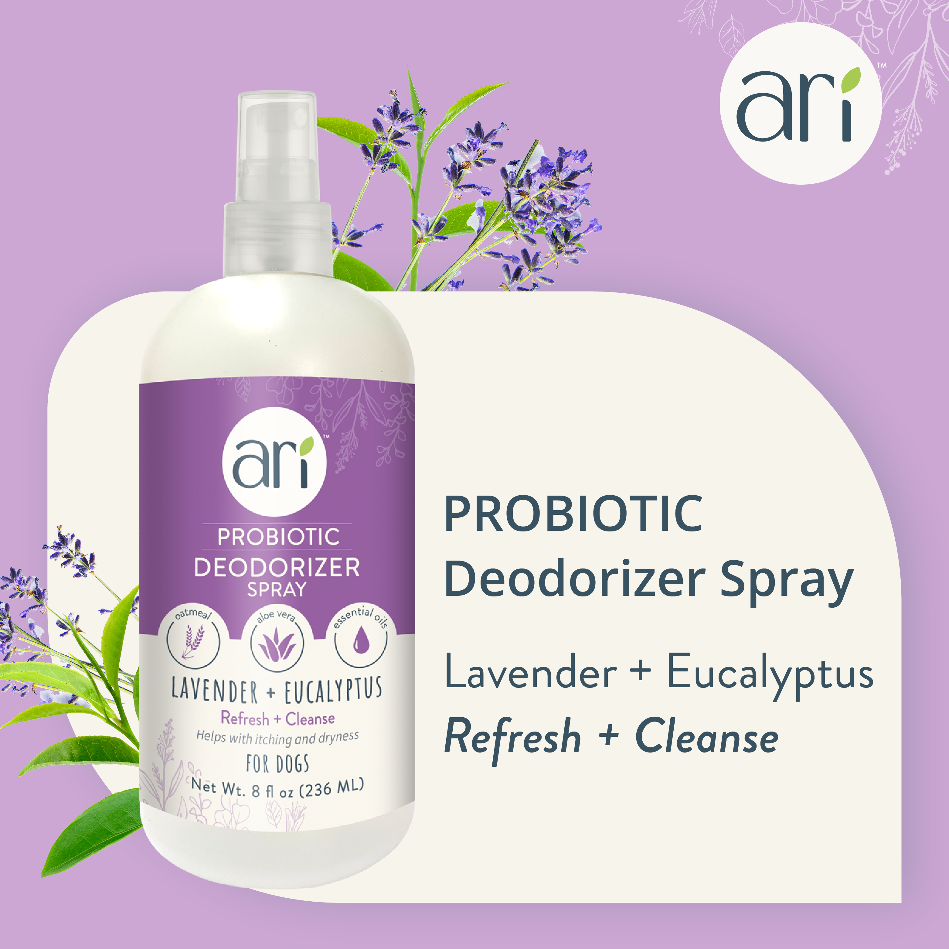 ARI Probiotic Deodorizer Spray – LAVENDER + EUCALYPTUS