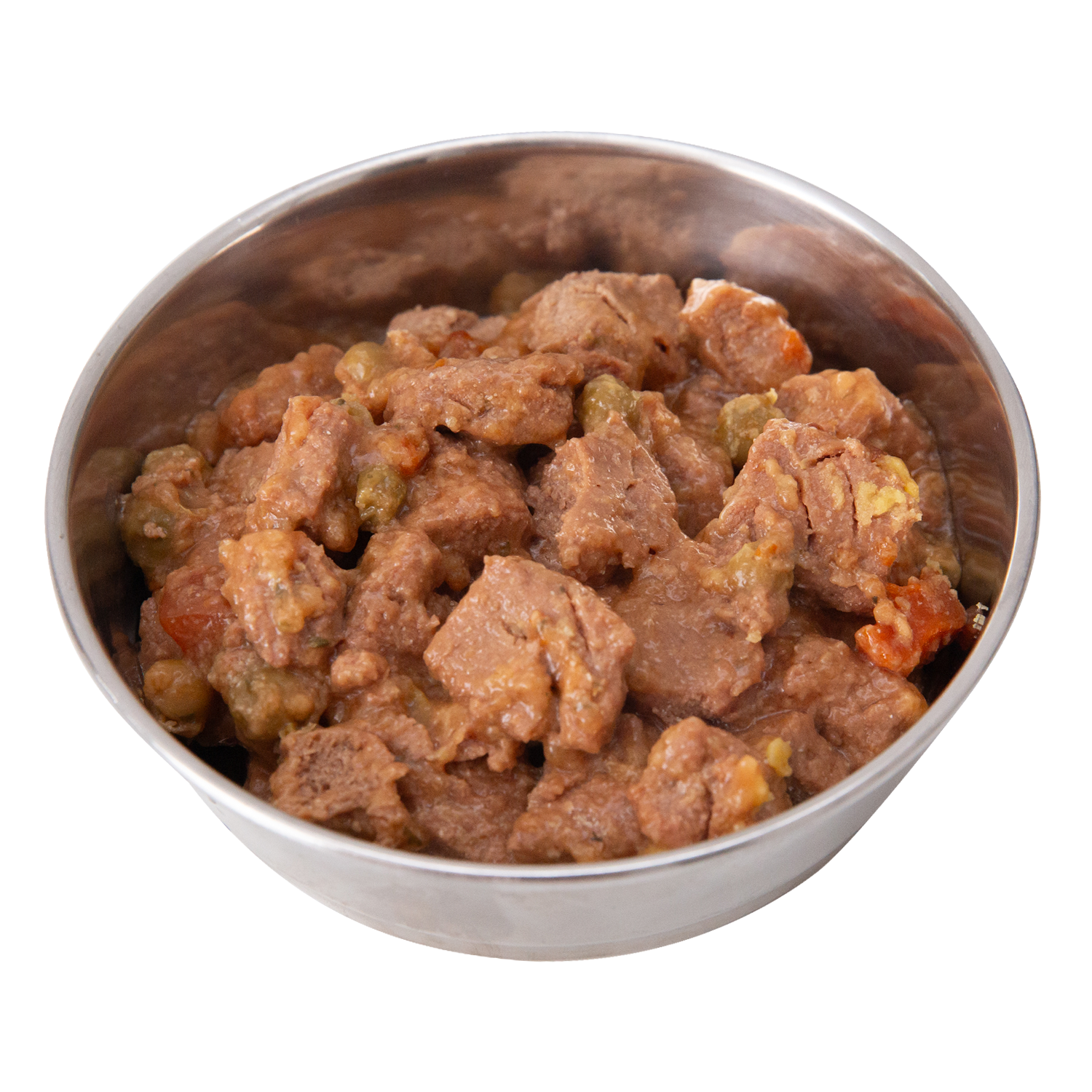 Twelve cans of Health Extension Grain Free Savory Beef Stew, each 12.5 oz, are arranged in rows. The label has a dog and vegetables, offering a wholesome grain-free beef dog food option.