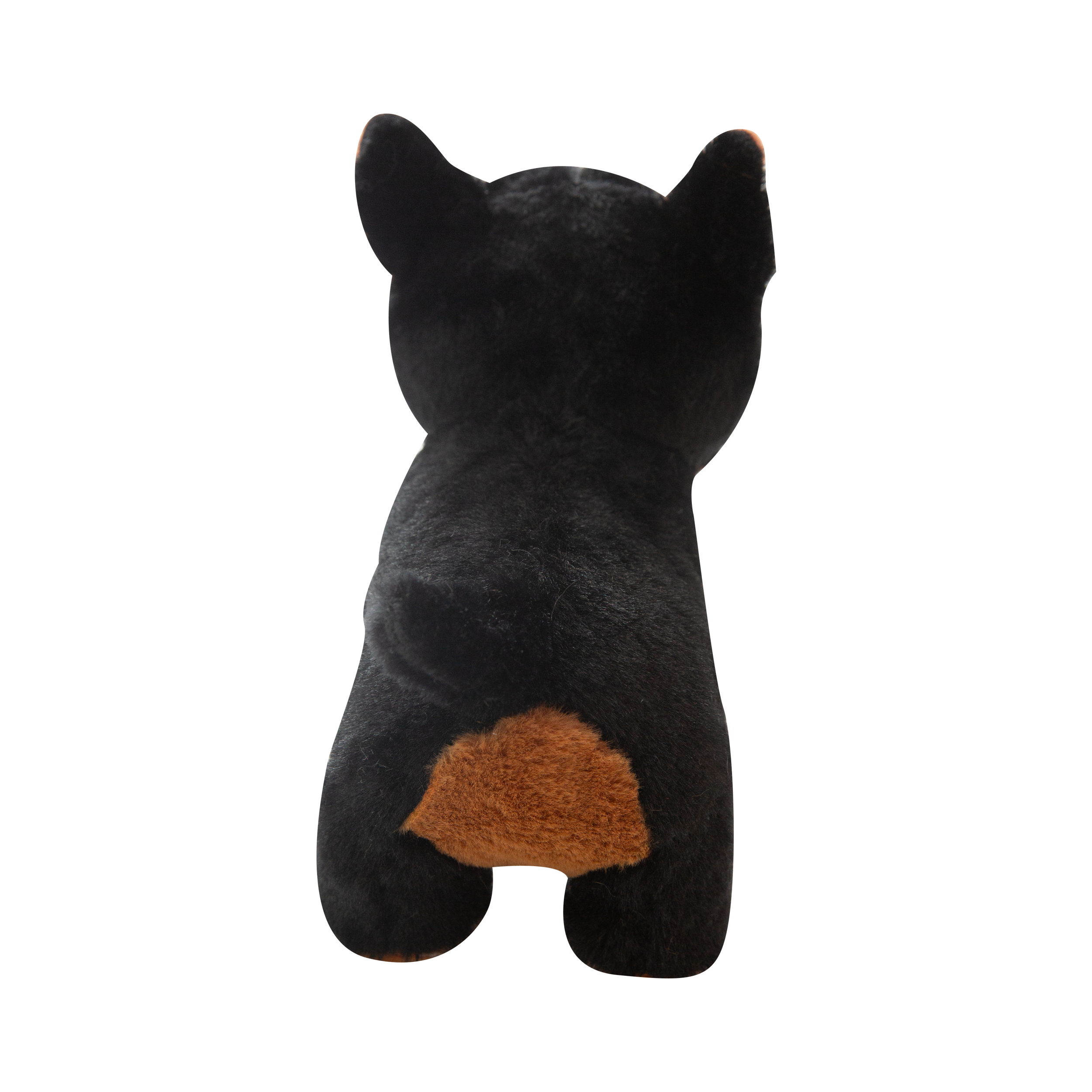 The Snugarooz Diesel plush dog toy features a black and brown pup with upright ears, a rounded snout, and a friendly smile, shown facing forward against a plain white background.