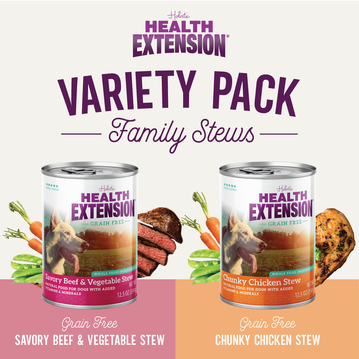 Grain Free Stew Variety Pack: Beef, Chicken