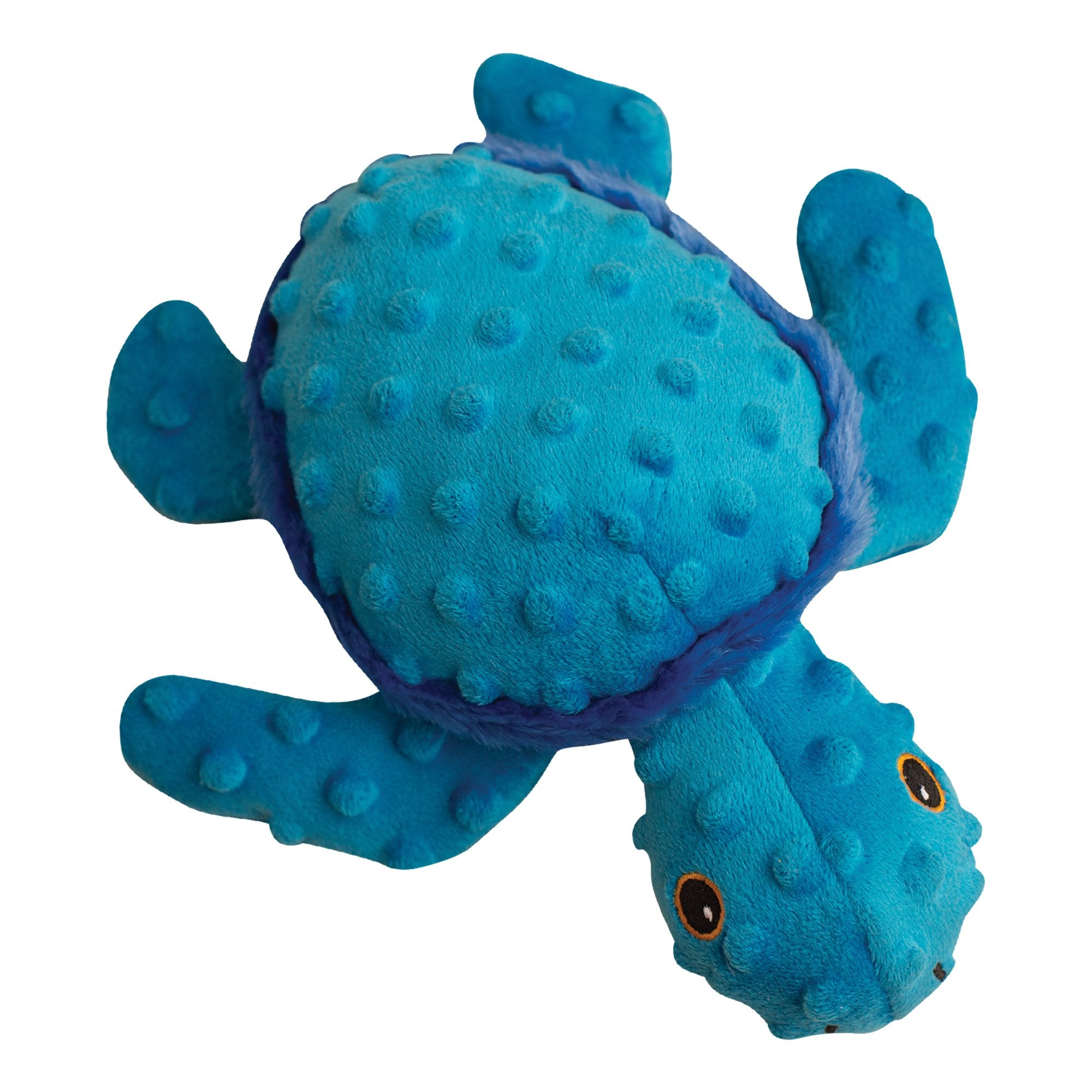 A circular diagram illustrates plastic bottles being recycled into fiber and used as stuffing for Snugarooz’s Tucker the Turtle plush toy for medium dogs, with "Made from Recycled Water Bottles" in the center.