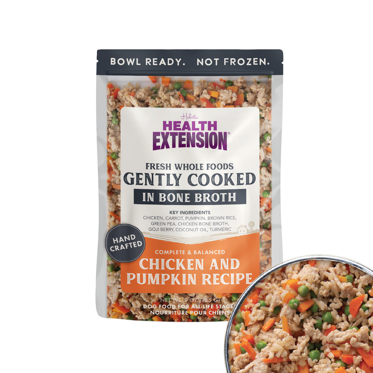 Health Extension human-grade gently-cooked fresh dog food ingredients and recipes