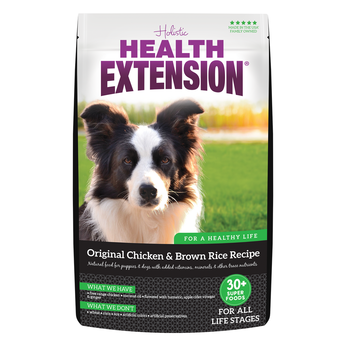 Health Extension Original Chicken and Brown Rice dry dog food bag