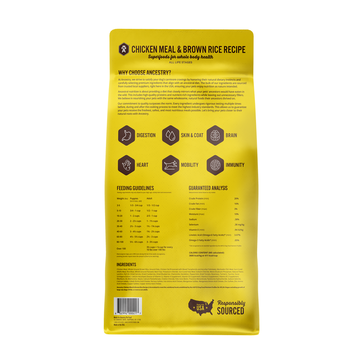 Ancestry Chicken Meal & Rice Dog Food | Balanced | Health Extension