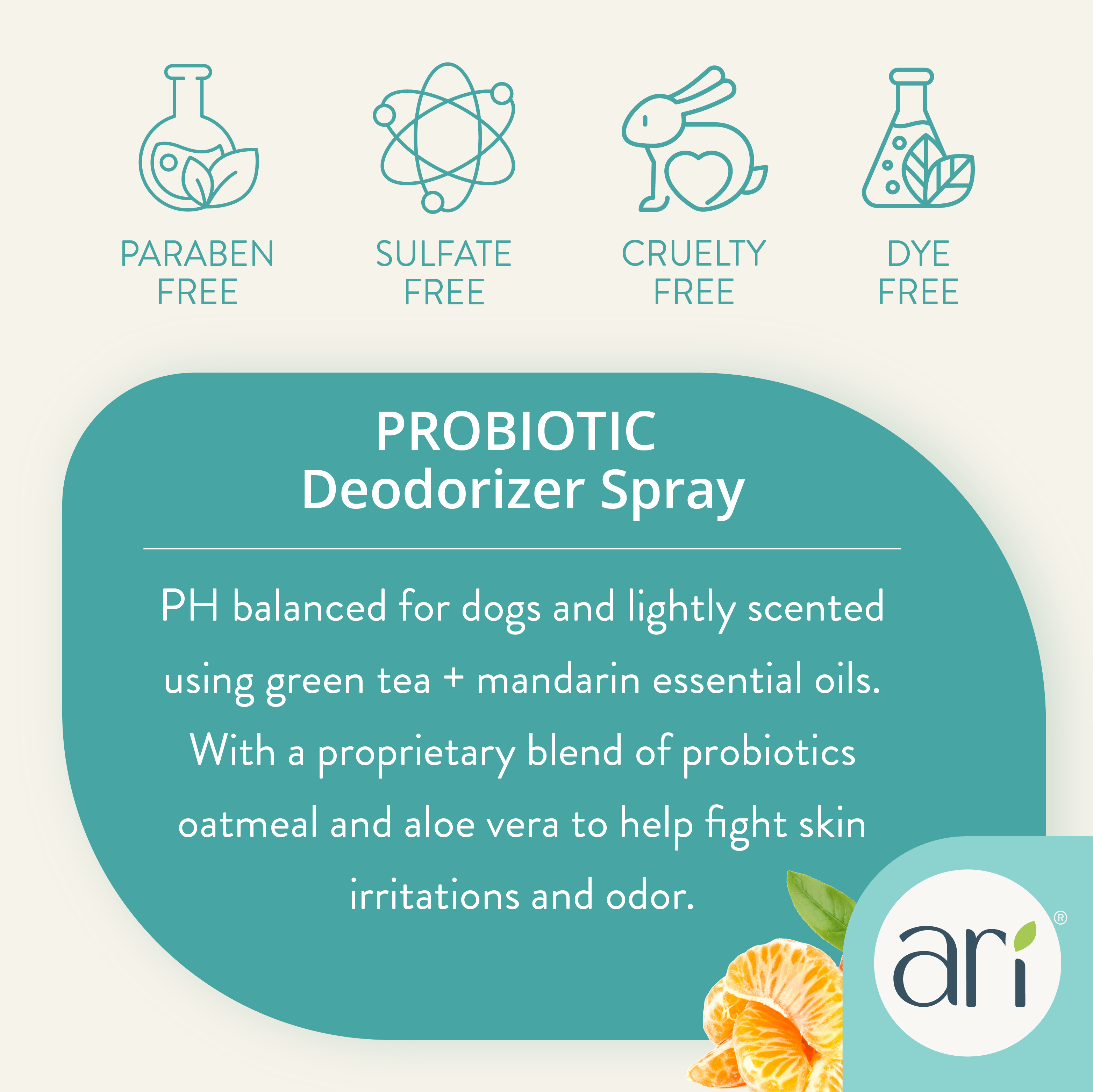 ARI Probiotic Deodorizer Spray – GREEN TEA + MANDARIN