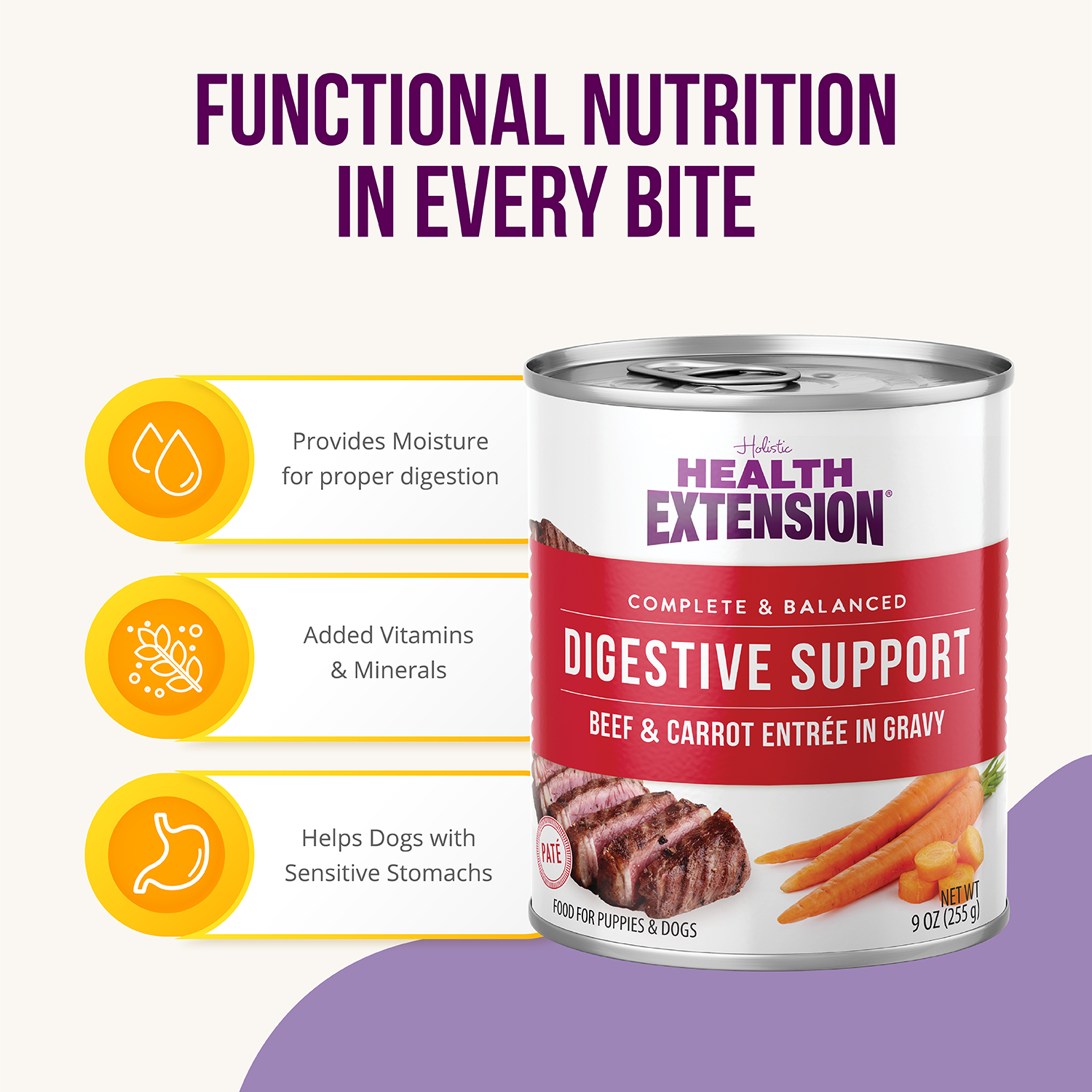 Digestive Support, Beef & Carrot Entrée in Gravy 9oz