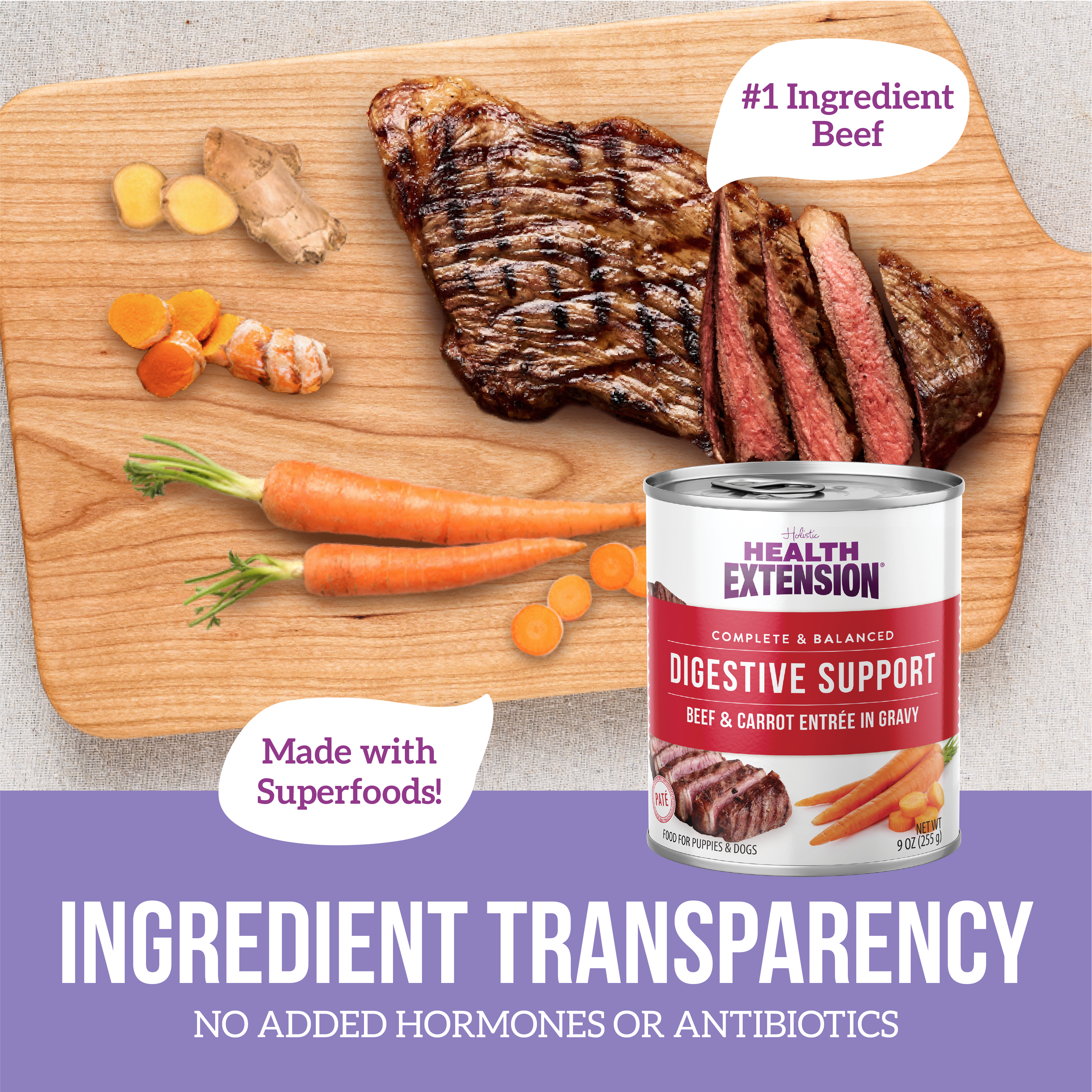 Digestive Support, Beef & Carrot Entrée in Gravy 9oz