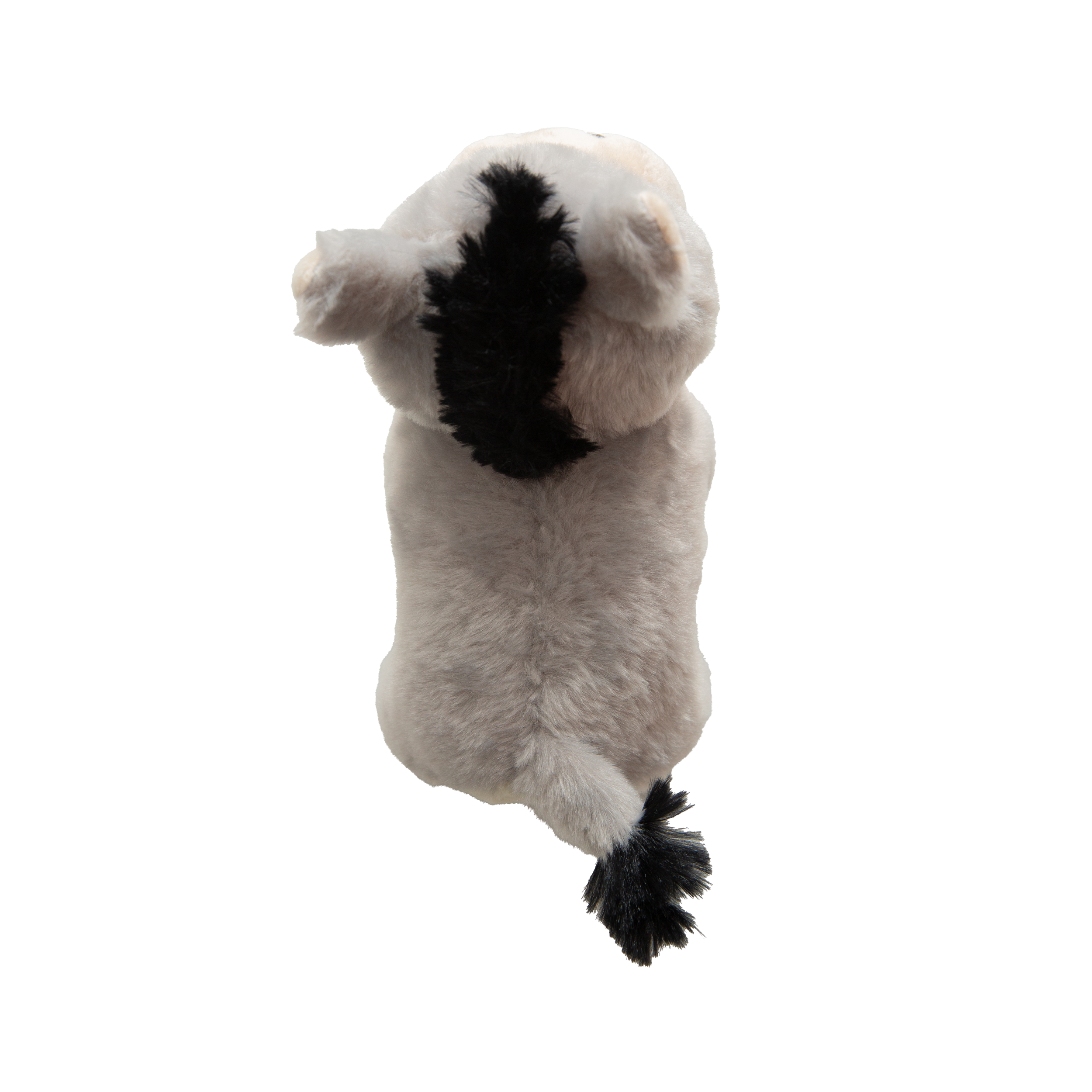 The Snugarooz Donk-eee is a soft, gray plush dog toy shaped like a donkey, featuring a smiling face, embroidered eyes, black mane, and two large front teeth. It stands upright against a white background.