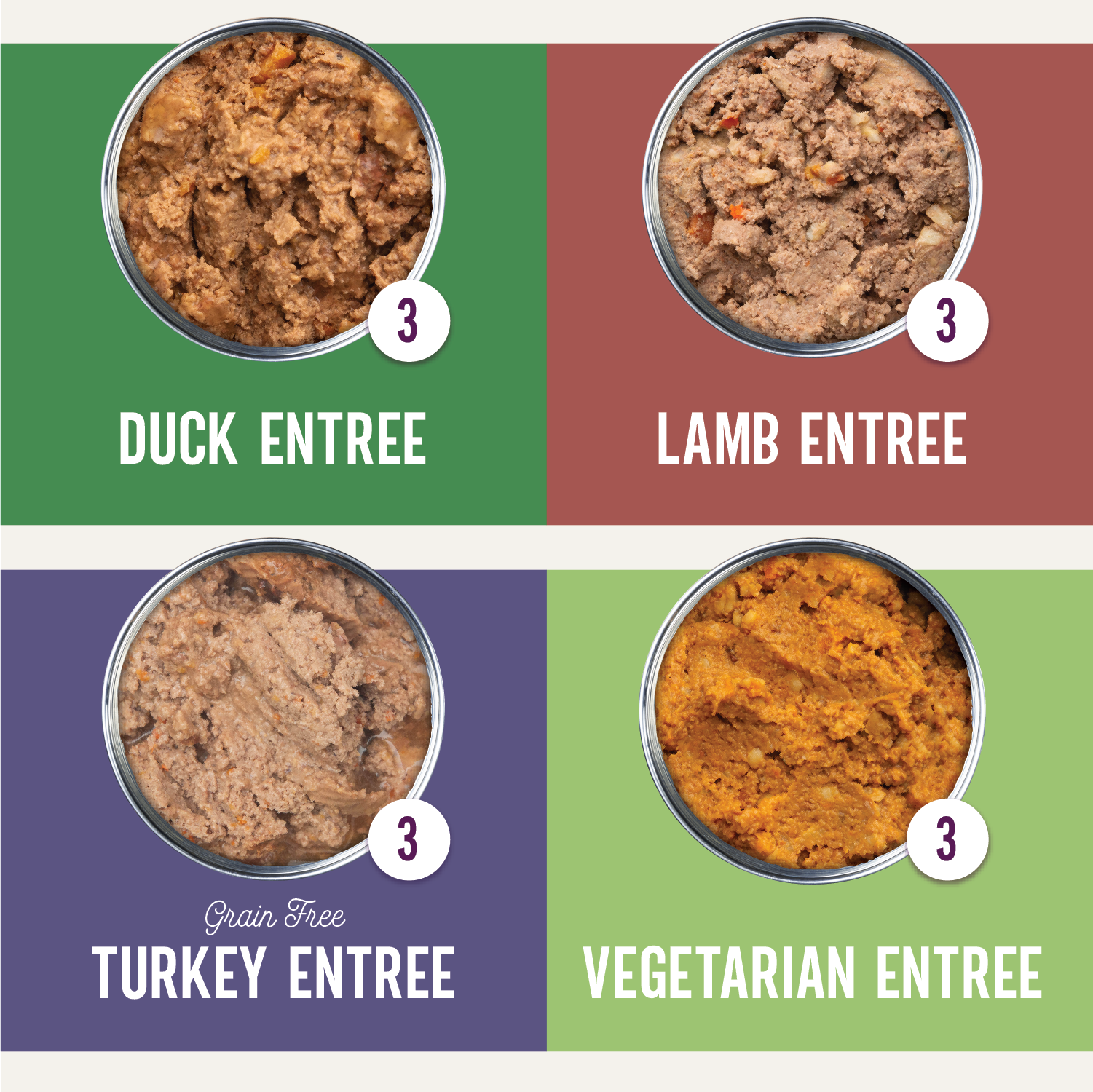 Entrée Variety Pack: Duck, Lamb, Turkey, Vegetarian
