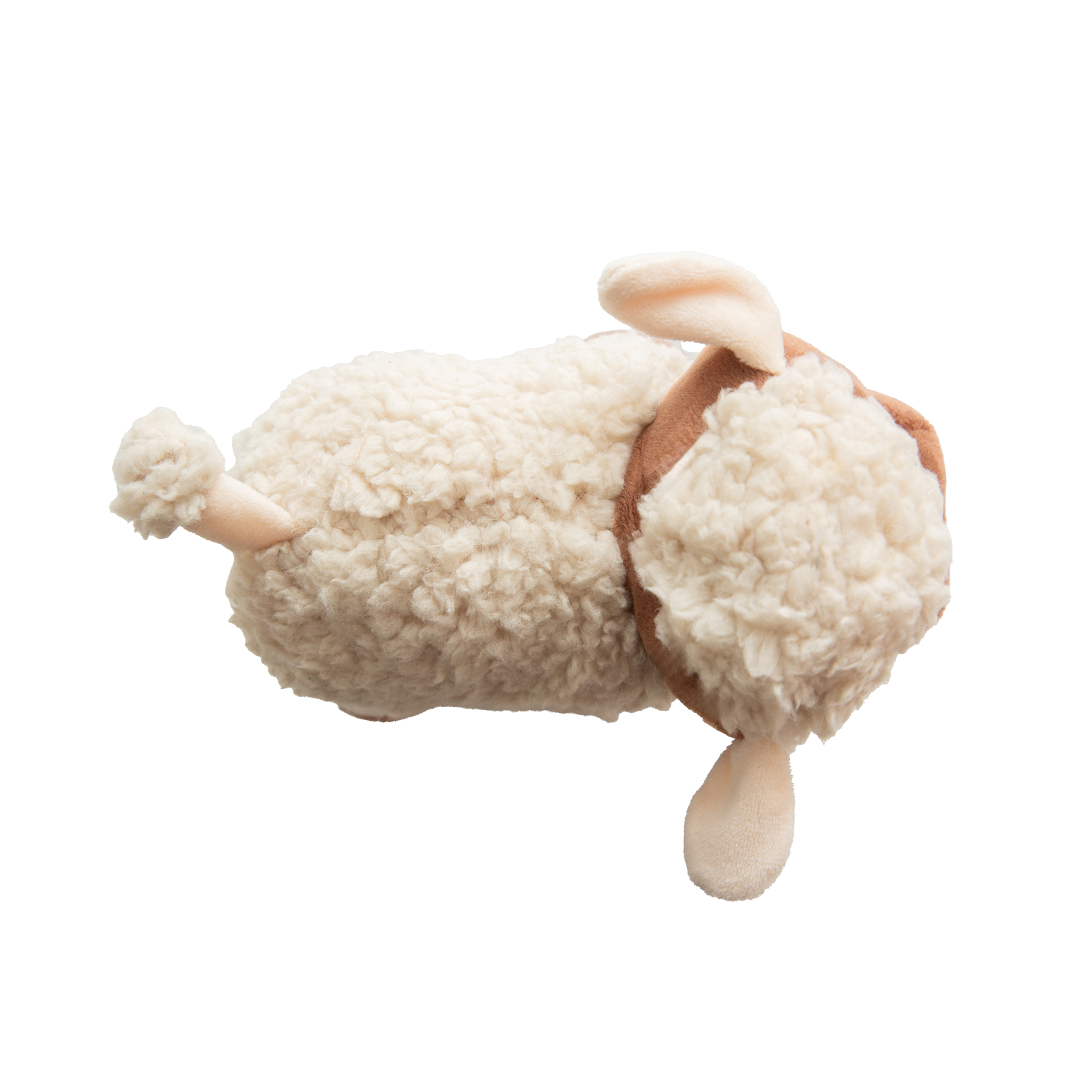 Fleece Witherspoon by Snugarooz is a soft, plush lamb with brown and cream fur, embroidered eyes, a pink nose, and blushing cheeks—perfect for nursery décor. It stands upright on four legs against a white background.