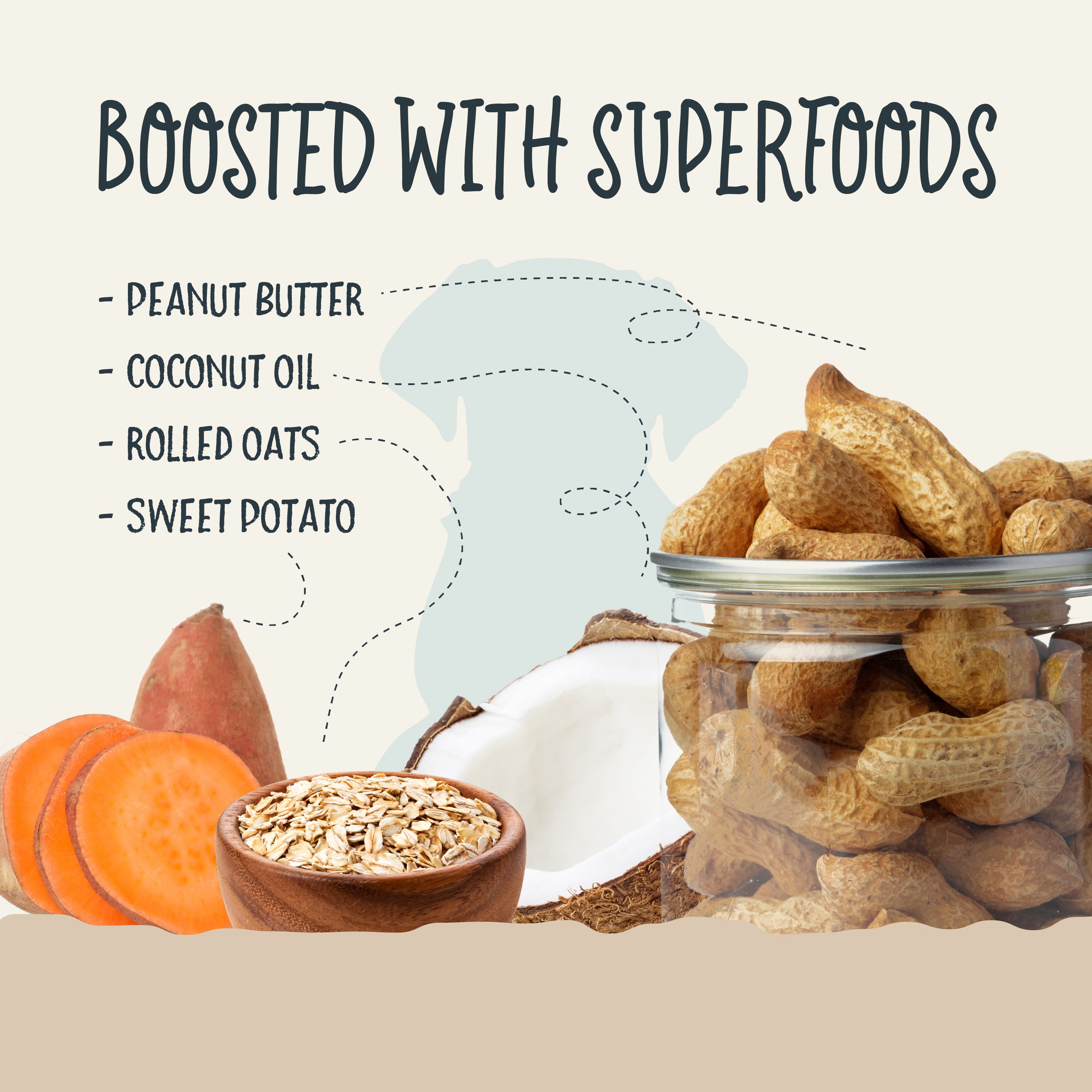 Sammy Snacks Peanut Butter treats are boosted with superfoods like peanut butter, coconut oil, rolled oats, and sweet potato